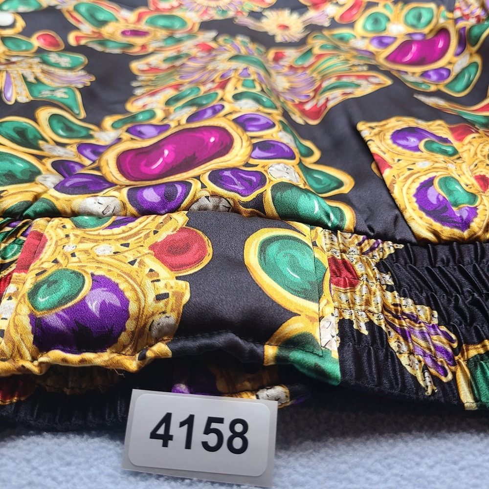 Carlisle Silk Bomber Jacket Womens 6 Black Excellent Vintage Jewel Print Quilted - Picture 7 of 7